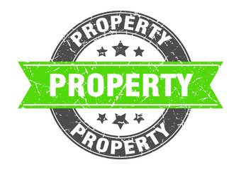 property round stamp with ribbon. label sign