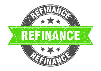 refinance round stamp with ribbon. label sign