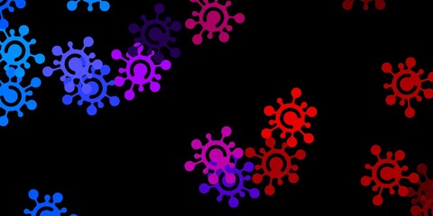 Dark blue, red vector backdrop with virus symbols.
