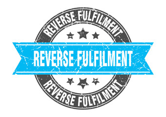 reverse fulfilment round stamp with ribbon. label sign