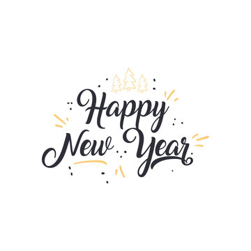 Happy new year free form style icon vector design