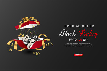 Black friday sale banners template with gift box