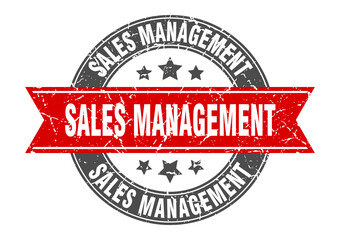sales management round stamp with ribbon. label sign