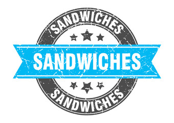 sandwiches round stamp with ribbon. label sign