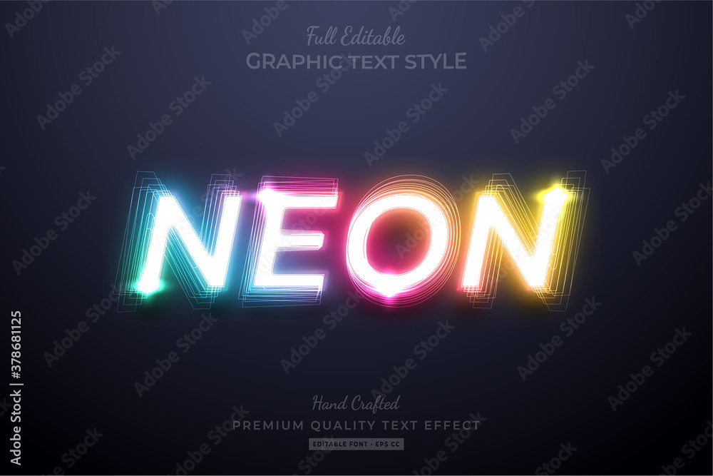 Wall mural Neon Gradient Editable Text Style Effect Premium