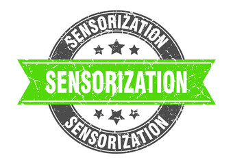 sensorization round stamp with ribbon. label sign