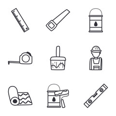 construction line style icon set vector design