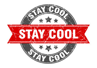 stay cool round stamp with ribbon. label sign
