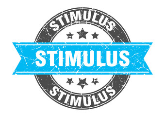 stimulus round stamp with ribbon. label sign