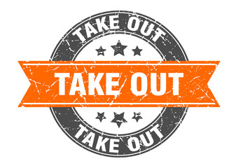 take out round stamp with ribbon. label sign