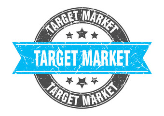 target market round stamp with ribbon. label sign