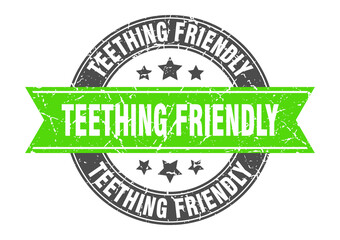 Obraz premium teething friendly round stamp with ribbon. label sign