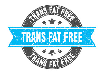 Obraz premium trans fat free round stamp with ribbon. label sign