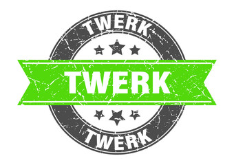 Obraz premium twerk round stamp with ribbon. label sign