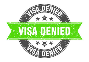 visa denied round stamp with ribbon. label sign
