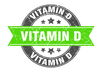 vitamin d round stamp with ribbon. label sign