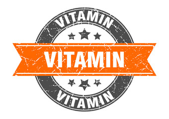 vitamin round stamp with ribbon. label sign