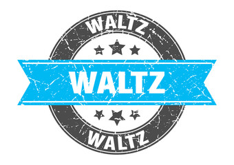 waltz round stamp with ribbon. label sign