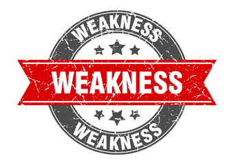 weakness round stamp with ribbon. label sign