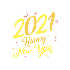 Fototapeta premium 2021 Happy new year free form style icon vector design