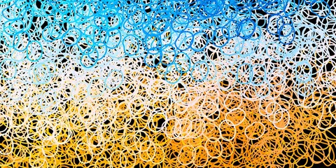 Dark blue, yellow vector texture with memphis shapes.