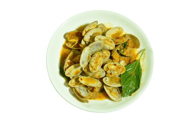 stir fried clams with roasted chili paste on plate