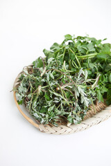 spring vegetables on white background