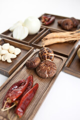 ingredient on wooden plate