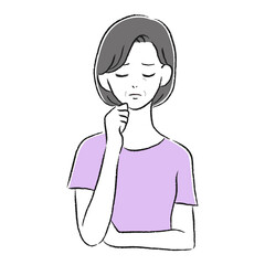 悩んでいる女性　考える