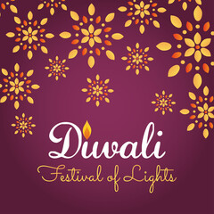 Happy diwali design with decorative flowers