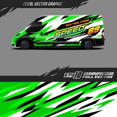 Cargo van decal graphic design. Abstract stripe racing background designs for wrap race car, pickup truck, adventure vehicle. Eps 10