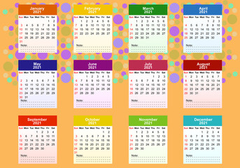 note labels month calendar designed on abstract color background