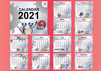 robot calendar on isolated white background
