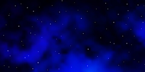 Fototapeta na wymiar Dark BLUE vector background with small and big stars. Blur decorative design in simple style with stars. Best design for your ad, poster, banner.