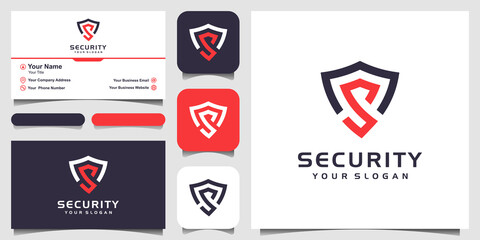 PrintCreative letter S Shield Concept Logo Design Templates and business card design