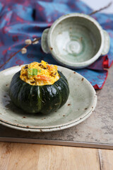 pumpkin filled with pumpkin salad