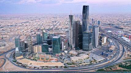 King Abdullah Financial District in Riyadh Saudi Arabia - obrazy, fototapety, plakaty