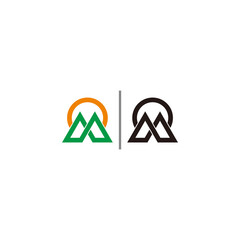 letter m mountain infinity design geometric line art logo vector