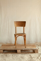 Vintage wooden chair on white background