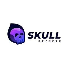 Vector Logo Illustration Skull Gradient Colorful Style.