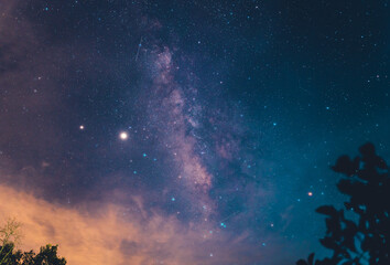 Fototapeta Milky Way On the purple and blue night sky obraz