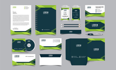 corporate identity template with digital elements. Vector company style for brand book and guideline.	