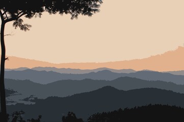 sunset in the mountains