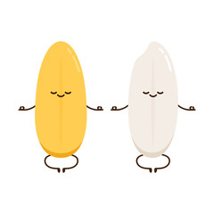 Rice character design. rice vector on white background. rice seed.