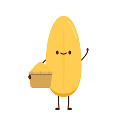 Rice character design. rice vector on white background. rice seed.