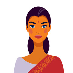 Indian woman in traditional dress. Portrait of a beautiful girl. Avatar. Face.