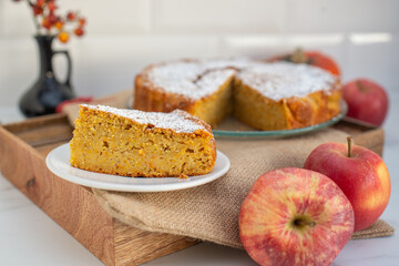 sweet home made apple pumpkin pie with almonds © A_Lein