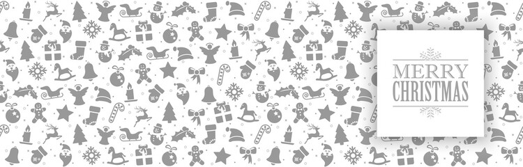 background banner with christmas icons and greetings