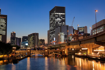 Fototapeta premium 大阪 中之島 堂島川の美しい夜景