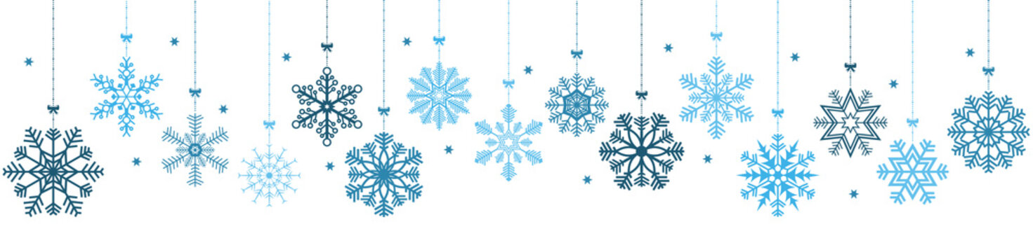 hanging snow stars banner for christmas greetings time